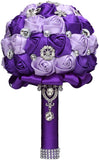 Bridal Bouquet for Brides or Bridesmaids Handmade Rhinestone Brooch Stunning Tassel Wedding Bridal Bouquets (Dream Purple)