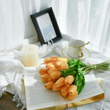 20Pcs Gold Artificial Tulip Silk Fake Flowers 13.5" for New Year Spring Mother'S Day Easter in Bulk Home Kitchen Wedding Decorations