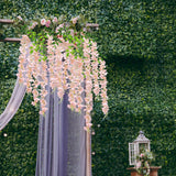 24 Pack(Total 43.2 Feet) Artificial Fake Wisteria Vine Rattan Hanging Garland Silk Flowers String Home Party Wedding Decor (24, Light Pink)