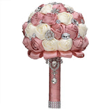 Bridal Bouquet for Brides or Bridesmaids Handmade Rhinestone Brooch Stunning Tassel Wedding Bridal Bouquets (Nude Pink)