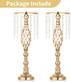 2 Pcs Crystal Flower Stand Wedding Centerpieces for Tables, 21.7In/55Cm Tall Elegant Metal Flower Arrangement Stand, Tabletop Metal Flower Vase for Wedding Party Dinner Event Hotel Home Decor