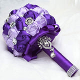 Bridal Bouquet for Brides or Bridesmaids Handmade Rhinestone Brooch Stunning Tassel Wedding Bridal Bouquets (Dream Purple)