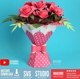 3D Paper Flower Bouquet SVG – Rolled Roses Bouquet Vase Gift Box 🌹🎁