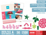 3D Paper Flower Bouquet SVG – Rolled Roses Bouquet Vase Gift Box 🌹🎁