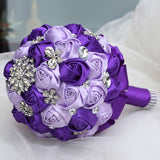 Bridal Bouquet for Brides or Bridesmaids Handmade Rhinestone Brooch Stunning Tassel Wedding Bridal Bouquets (Dream Purple)