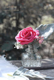 Artificial Flowers 25Pcs Real Looking Fuchsia Foam Fake Roses with Stems for DIY Wedding Bouquets Bridal Shower Centerpieces Floral Arrangements Party Tables Home Decorations