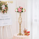 2 Pcs Crystal Flower Stand Wedding Centerpieces for Tables, 21.7In/55Cm Tall Elegant Metal Flower Arrangement Stand, Tabletop Metal Flower Vase for Wedding Party Dinner Event Hotel Home Decor