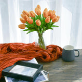 20Pcs Gold Artificial Tulip Silk Fake Flowers 13.5" for New Year Spring Mother'S Day Easter in Bulk Home Kitchen Wedding Decorations