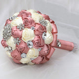 Bridal Bouquet for Brides or Bridesmaids Handmade Rhinestone Brooch Stunning Tassel Wedding Bridal Bouquets (Nude Pink)