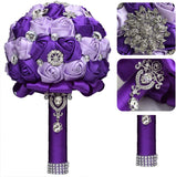 Bridal Bouquet for Brides or Bridesmaids Handmade Rhinestone Brooch Stunning Tassel Wedding Bridal Bouquets (Dream Purple)