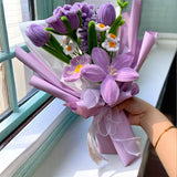 Handcrafted Pipe Cleaner Flower Bouquet - Purple Theme - Lily, Tulip, Rose, Lavender, Daisy. Mother Love Forever Gift