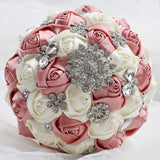 Bridal Bouquet for Brides or Bridesmaids Handmade Rhinestone Brooch Stunning Tassel Wedding Bridal Bouquets (Nude Pink)