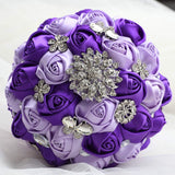 Bridal Bouquet for Brides or Bridesmaids Handmade Rhinestone Brooch Stunning Tassel Wedding Bridal Bouquets (Dream Purple)