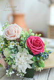 Artificial Flowers 25Pcs Real Looking Fuchsia Foam Fake Roses with Stems for DIY Wedding Bouquets Bridal Shower Centerpieces Floral Arrangements Party Tables Home Decorations