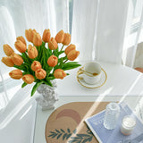 20Pcs Gold Artificial Tulip Silk Fake Flowers 13.5" for New Year Spring Mother'S Day Easter in Bulk Home Kitchen Wedding Decorations