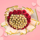 Ferrero Chocolate Bouquet with Flowers – Birthday, Easter, Anniversary, and Eid Gift 🍫🌸