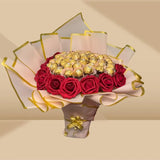 Ferrero Chocolate Bouquet with Flowers – Birthday, Easter, Anniversary, and Eid Gift 🍫🌸