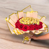 Ferrero Chocolate Bouquet with Flowers – Birthday, Easter, Anniversary, and Eid Gift 🍫🌸