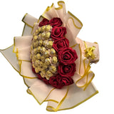Ferrero Chocolate Bouquet with Flowers – Birthday, Easter, Anniversary, and Eid Gift 🍫🌸