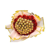 Ferrero Chocolate Bouquet with Flowers – Birthday, Easter, Anniversary, and Eid Gift 🍫🌸