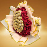 Ferrero Chocolate Bouquet with Flowers – Birthday, Easter, Anniversary, and Eid Gift 🍫🌸