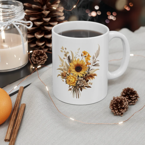 Floral Bouquet Gift Mug – Autumn Flower Bouquet Coffee Mug 🍂🌸