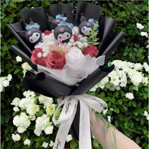Hello Kitty & Kuromi Bouquet – Cute & Colorful Artificial Flowers Bouquet 🎀🌸