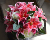 Hot Pink Lilies & Roses Bridal Bouquet – Real Touch Flowers with Groom Boutonniere 🌸💖