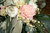 Ivory Pink Cascading Pastel Bridal Bouquet – Sola Flowers, Preserved Greens &amp; Lace 🌸✨