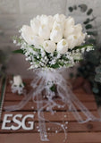 Real Touch White Tulip Bouquet – Elegant Wedding & Bridal Bouquet 🤍🌷