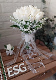 Real Touch White Tulip Bouquet – Elegant Wedding & Bridal Bouquet 🤍🌷