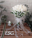 Real Touch White Tulip Bouquet – Elegant Wedding & Bridal Bouquet 🤍🌷