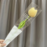 5/10pcs Tulip Carnation Flower Bouquet Hand Woven Flower Artificial Flowers Knitting Flower Rose Mother's Day Birthday Gift