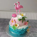 Pink flamingo party decoration stick, 8cm tall and 11g weight, available at xsrose.com – ideal for playful festival and party themes.