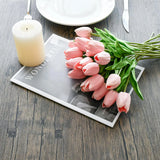 10pcs White Flowers Artificial Tulip Silk Fake Flowers 13.5" for Mother's Day Easter Valentine’s Day Gifts in Bulk Wedding Decor