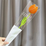 5/10pcs Tulip Carnation Flower Bouquet Hand Woven Flower Artificial Flowers Knitting Flower Rose Mother's Day Birthday Gift