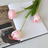 Artificial Tulips Flowers Real Touch Pink High Quality Luxury Silk Fabric Fake Flower Home Room Wedding Decoration Bride Bouquet