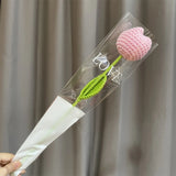 5/10pcs Tulip Carnation Flower Bouquet Hand Woven Flower Artificial Flowers Knitting Flower Rose Mother's Day Birthday Gift