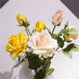 3Pcs Latex Moisturizing 3-head Rose Real Touch Flowers Artificial Wedding Decor Rose Flower Arrangement Party Home Accessories