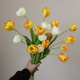 Artificial Tulips Flowers Real Touch Pink High Quality Luxury Silk Fabric Fake Flower Home Room Wedding Decoration Bride Bouquet