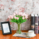 10pcs White Flowers Artificial Tulip Silk Fake Flowers 13.5" for Mother's Day Easter Valentine’s Day Gifts in Bulk Wedding Decor