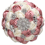 Bridal Bouquet for Brides or Bridesmaids Handmade Rhinestone Brooch Stunning Tassel Wedding Bridal Bouquets (Nude Pink)