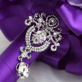 Bridal Bouquet for Brides or Bridesmaids Handmade Rhinestone Brooch Stunning Tassel Wedding Bridal Bouquets (Dream Purple)