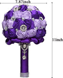 Bridal Bouquet for Brides or Bridesmaids Handmade Rhinestone Brooch Stunning Tassel Wedding Bridal Bouquets (Dream Purple)