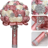 Bridal Bouquet for Brides or Bridesmaids Handmade Rhinestone Brooch Stunning Tassel Wedding Bridal Bouquets (Nude Pink)