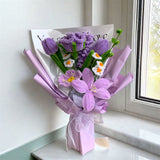 Handcrafted Pipe Cleaner Flower Bouquet - Purple Theme - Lily, Tulip, Rose, Lavender, Daisy. Mother Love Forever Gift