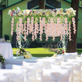 24 Pack(Total 43.2 Feet) Artificial Fake Wisteria Vine Rattan Hanging Garland Silk Flowers String Home Party Wedding Decor (24, Light Pink)