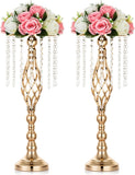 2 Pcs Crystal Flower Stand Wedding Centerpieces for Tables, 21.7In/55Cm Tall Elegant Metal Flower Arrangement Stand, Tabletop Metal Flower Vase for Wedding Party Dinner Event Hotel Home Decor