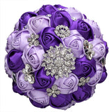 Bridal Bouquet for Brides or Bridesmaids Handmade Rhinestone Brooch Stunning Tassel Wedding Bridal Bouquets (Dream Purple)