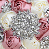 Bridal Bouquet for Brides or Bridesmaids Handmade Rhinestone Brooch Stunning Tassel Wedding Bridal Bouquets (Nude Pink)